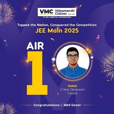 Rashtra Jagrookta | विद्यामंदिर क्लासेस के छात्र दक्ष ने जेईई मेन 2025 में...